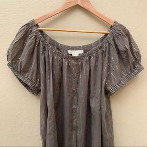 Micheal Kors | XL | Brown Striped Blouse with Ruffled Sleeves